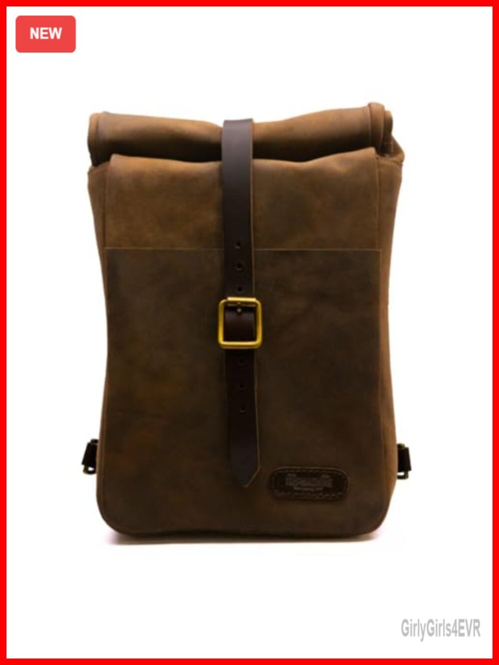 Genuine Leather Mini Motorcycle Pannier Roll Top Saddlebag Shoulder Strap